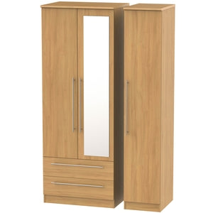 Tall Triple 2 Drawer Mirror Robe