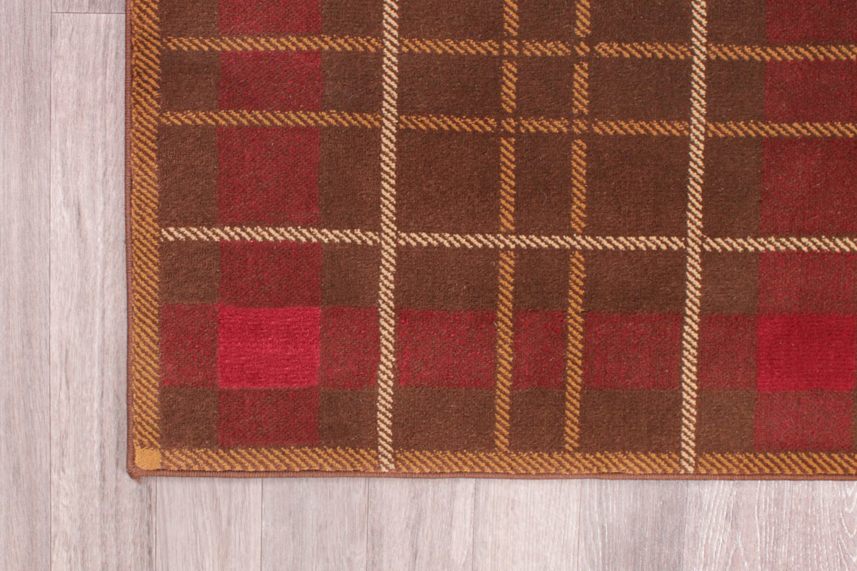 Tartan Check Brown Rug