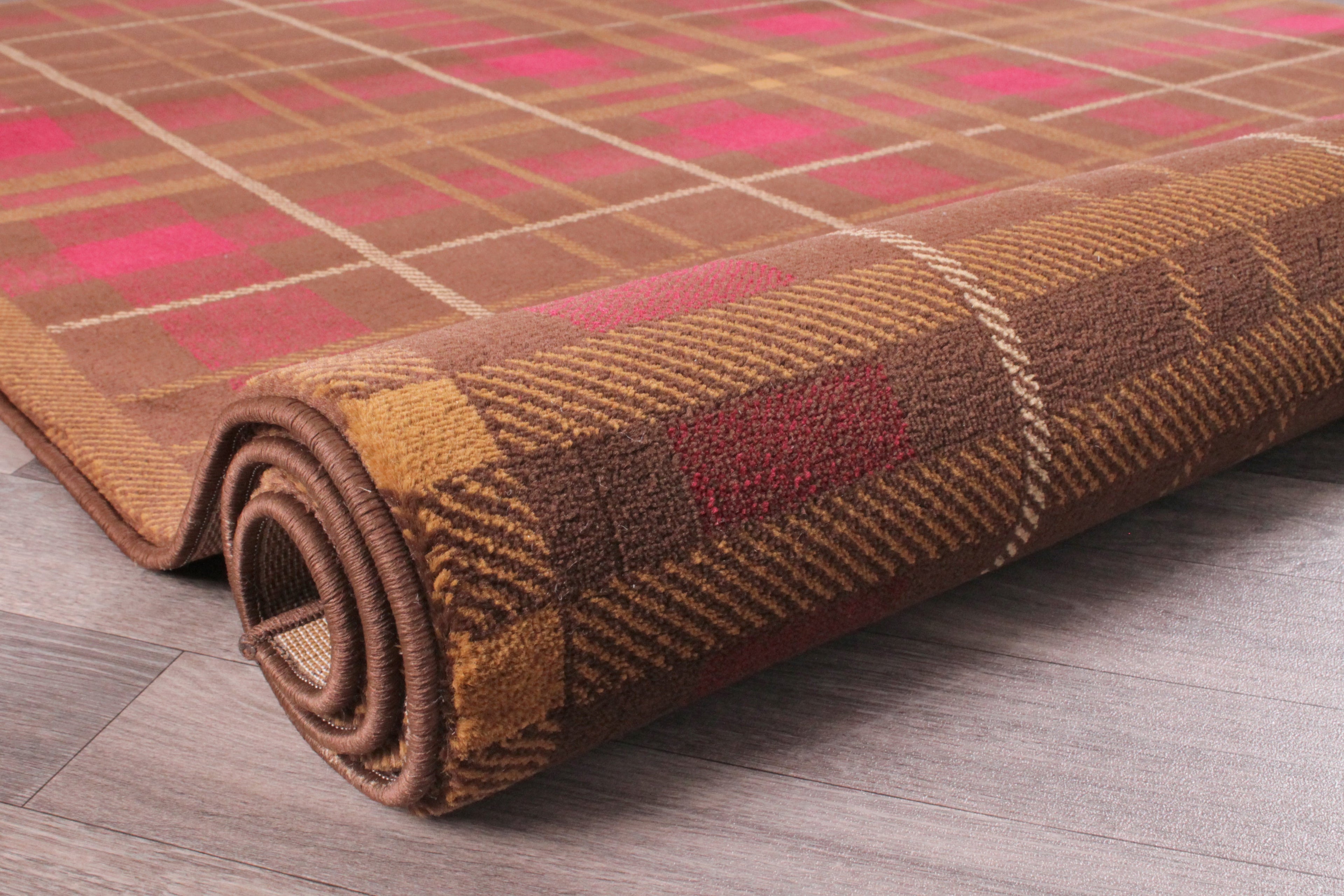 Tartan Check Brown Rug
