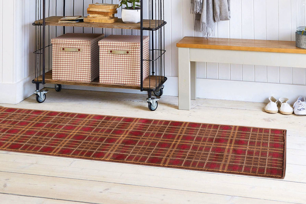 Tartan Check Brown Rug