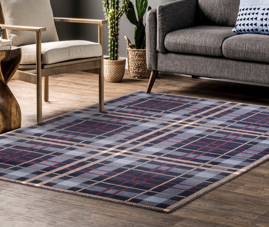 Tartan Check Blue Rug