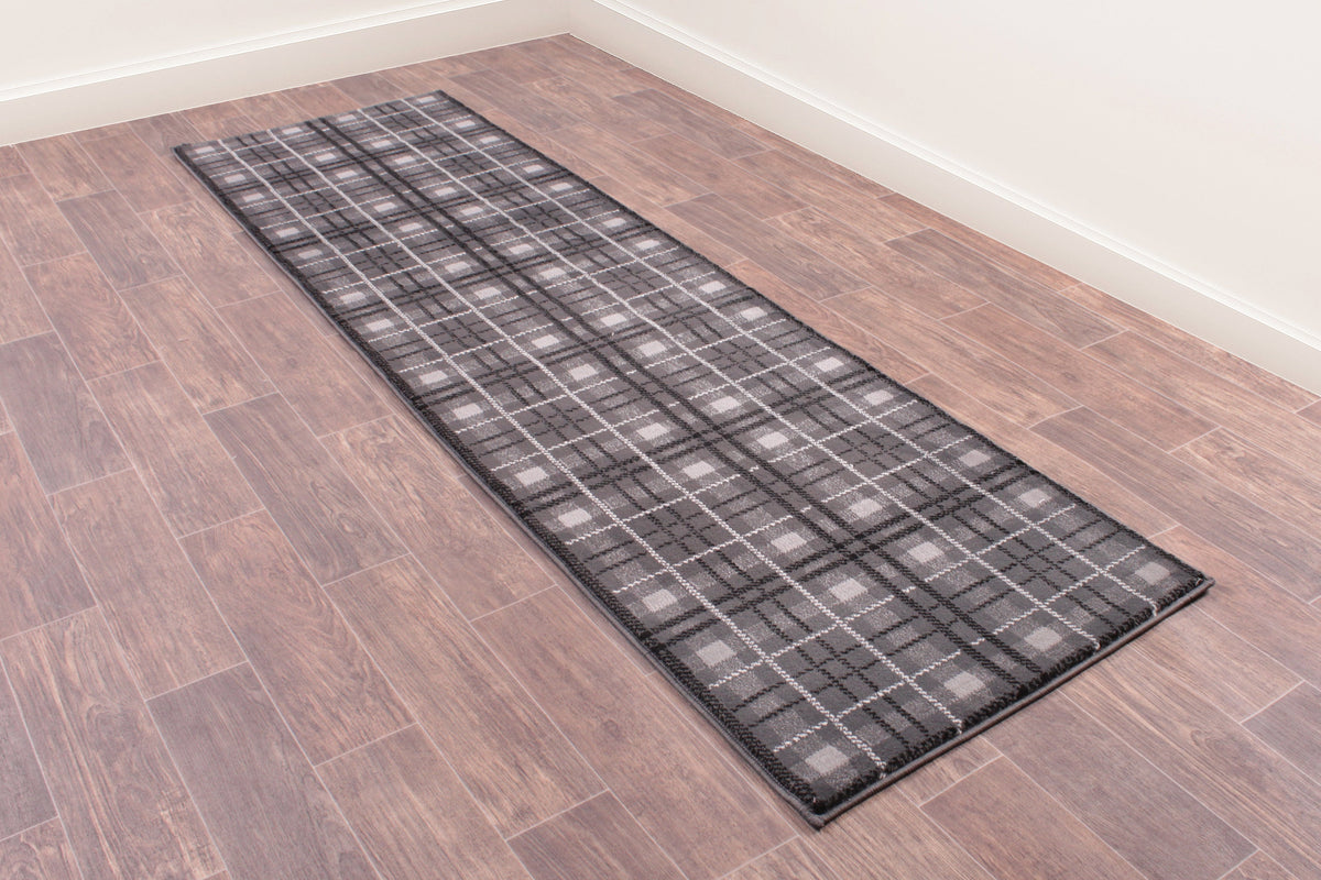 Tartan Check Grey Rug
