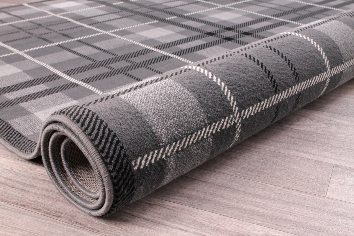 Tartan Check Grey Rug