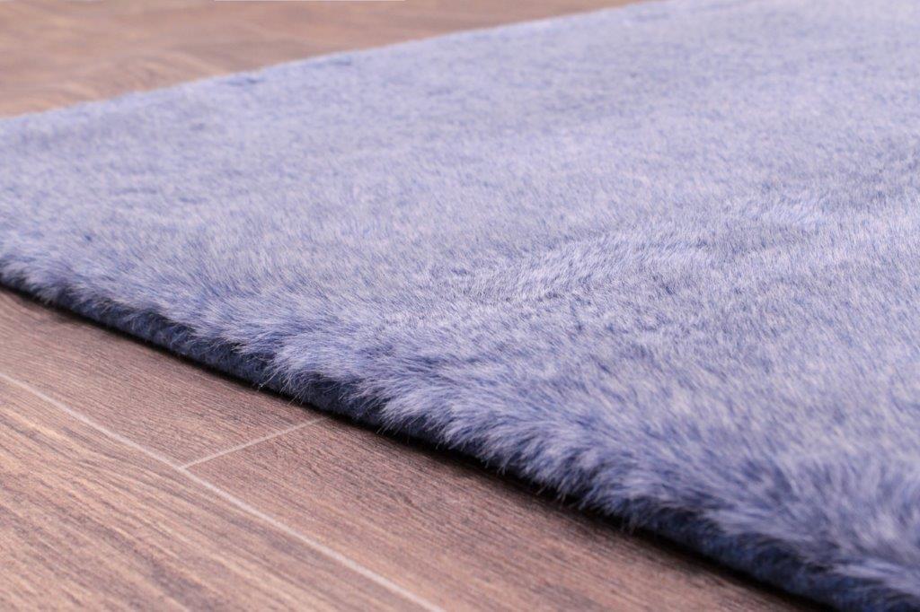 Tipped Luxe Fur Plain Blue Rug