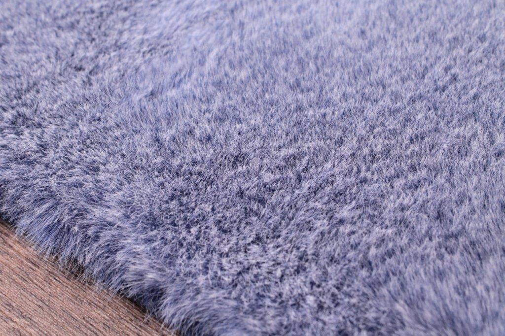 Tipped Luxe Fur Plain Blue Rug