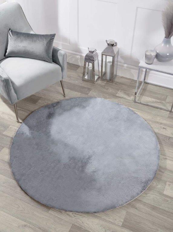 Tipped Luxe Fur Plain Silver Rug