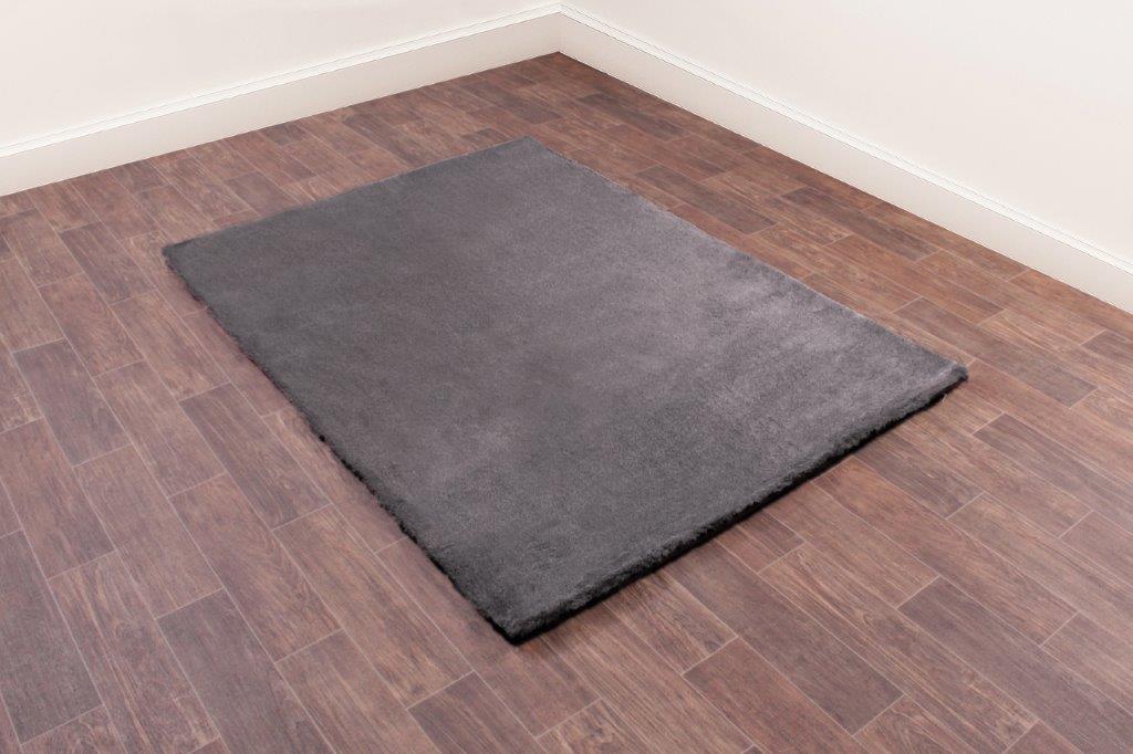 Tipped Luxe Fur Plain Grey Rug