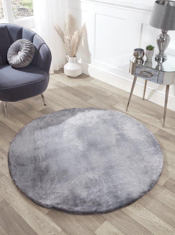 Tipped Luxe Fur Plain Grey Rug