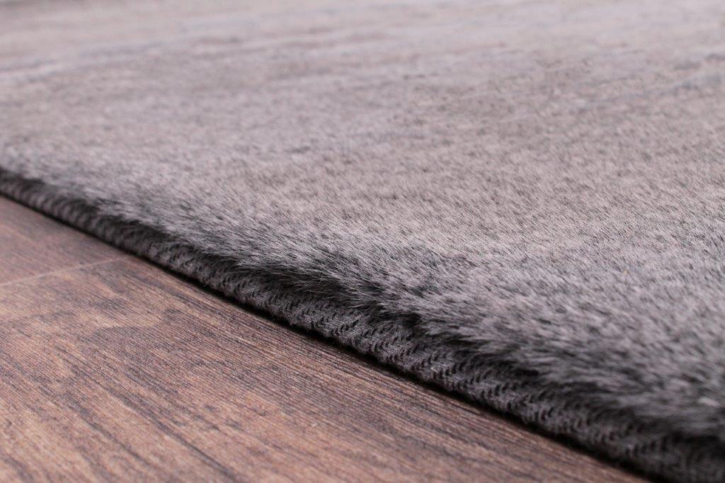 Tipped Luxe Fur Plain Grey Rug