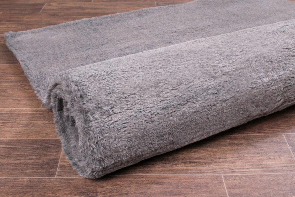Tipped Luxe Fur Plain Grey Rug