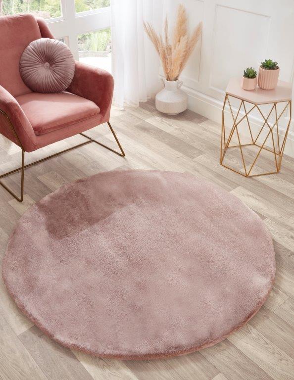 Tipped Luxe Fur Plain Pink Rug