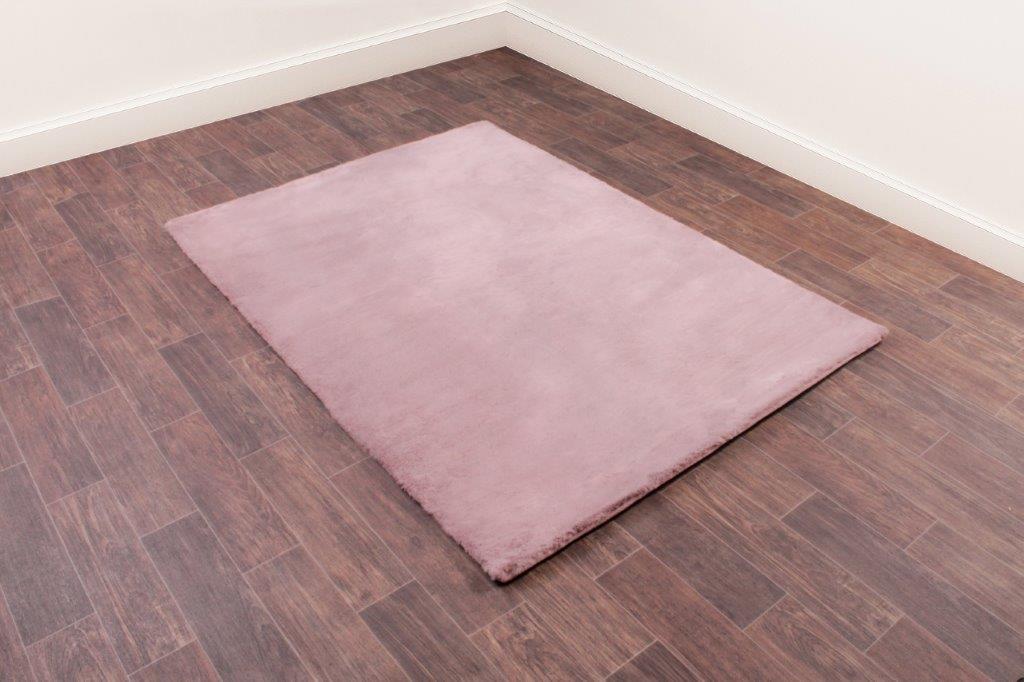 Tipped Luxe Fur Plain Pink Rug