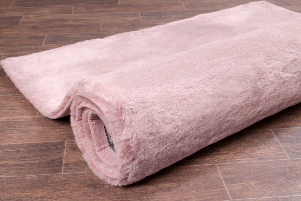 Tipped Luxe Fur Plain Pink Rug