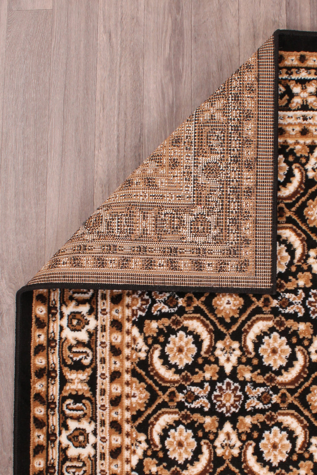 Traditional Poly Esta Black Rug