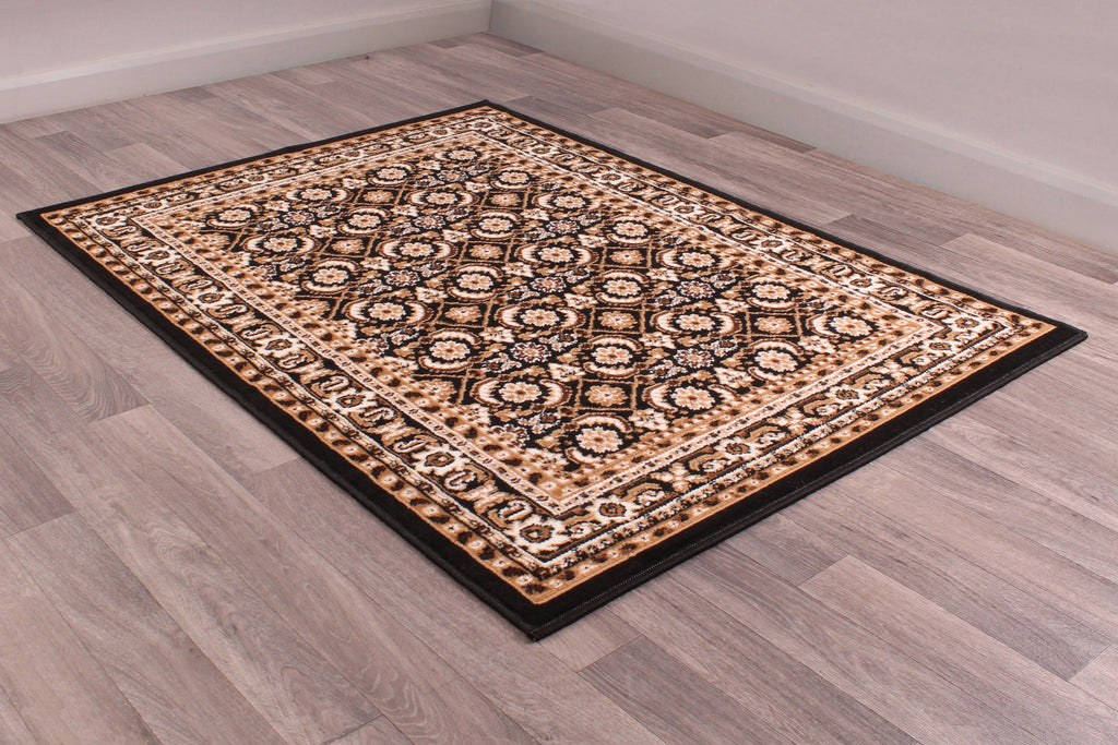 Traditional Poly Esta Black Rug