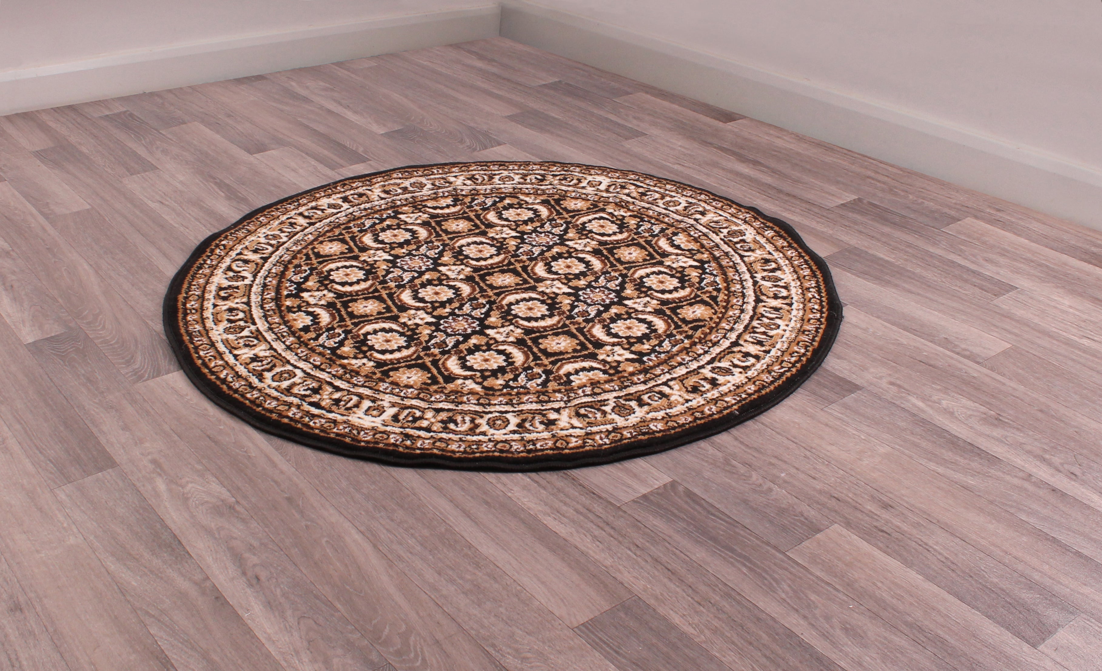 Traditional Poly Esta Black Rug