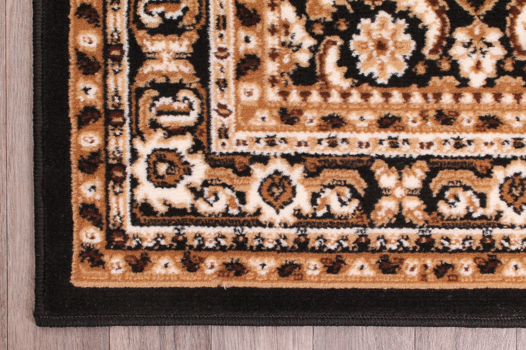 Traditional Poly Esta Black Rug