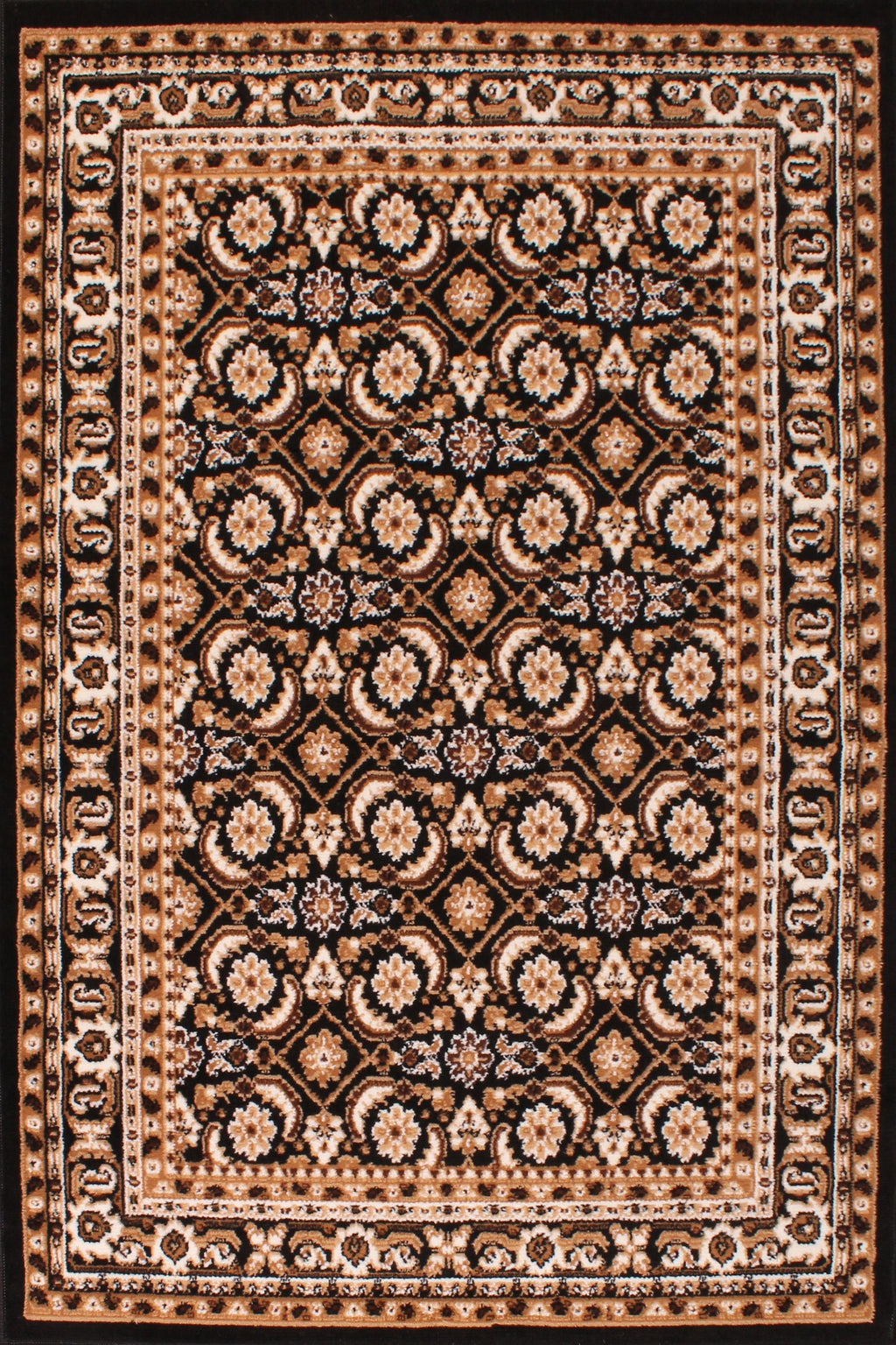 Traditional Poly Esta Black Rug