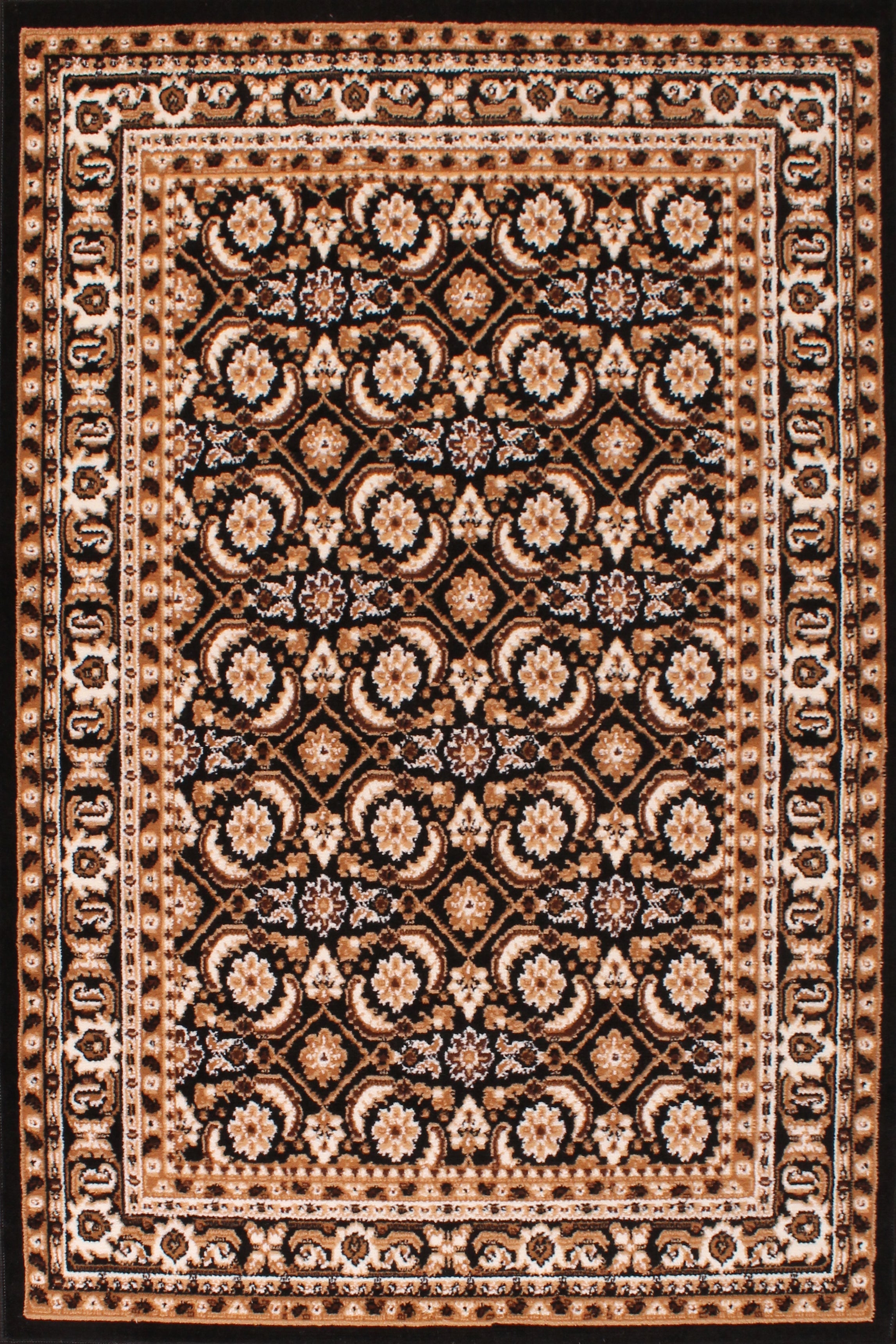 Traditional Poly Esta Black Rug