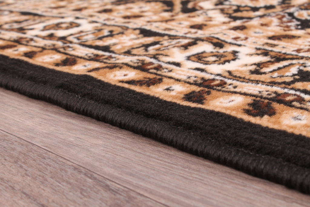 Traditional Poly Esta Black Rug