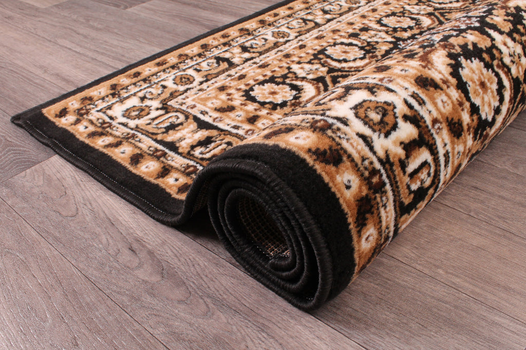 Traditional Poly Esta Black Rug