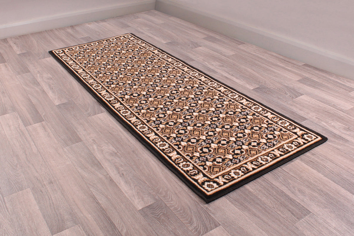 Traditional Poly Esta Black Rug