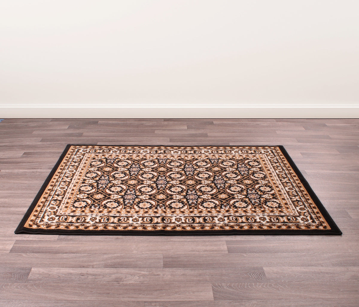 Traditional Poly Esta Black Rug