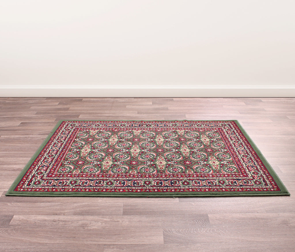 Traditional Poly Esta Green Rug
