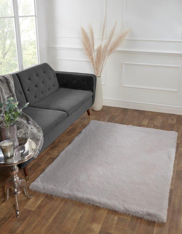 Super Luxe Faux Fur Silver Rug