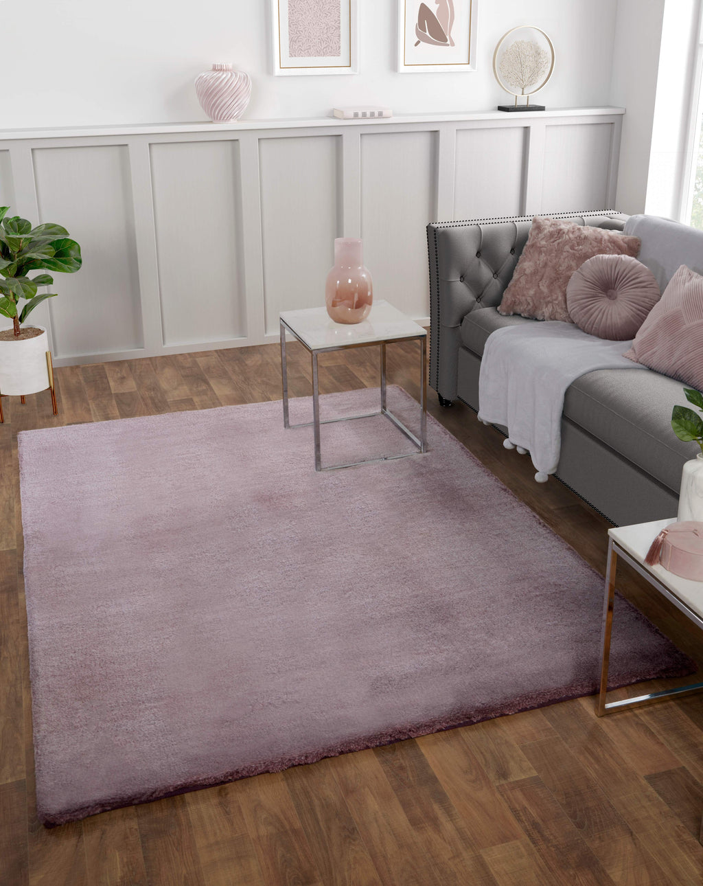 Tipped Luxe Fur Plain Amethyst Rug