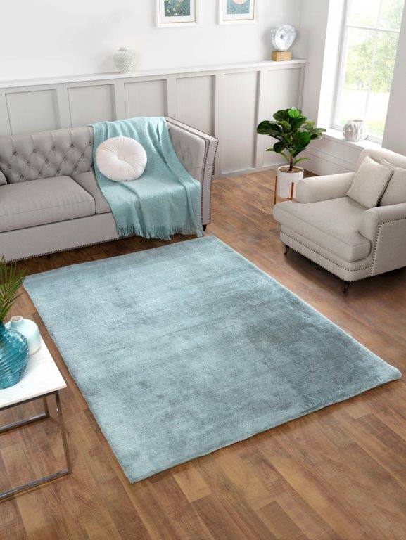 Tipped Luxe Fur Plain  Green Rug