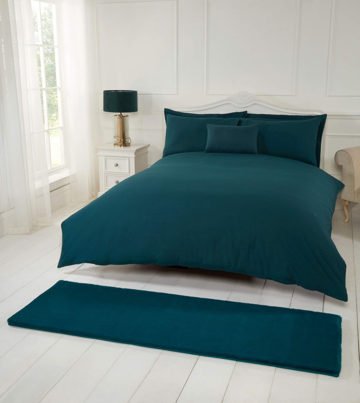 Luxe Faux Fur Rug Plain Teal Rug