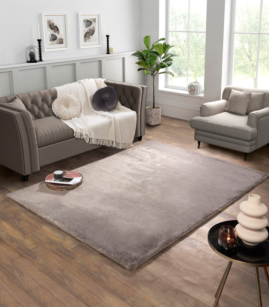 Tipped Luxe Fur Plain Mink Rug