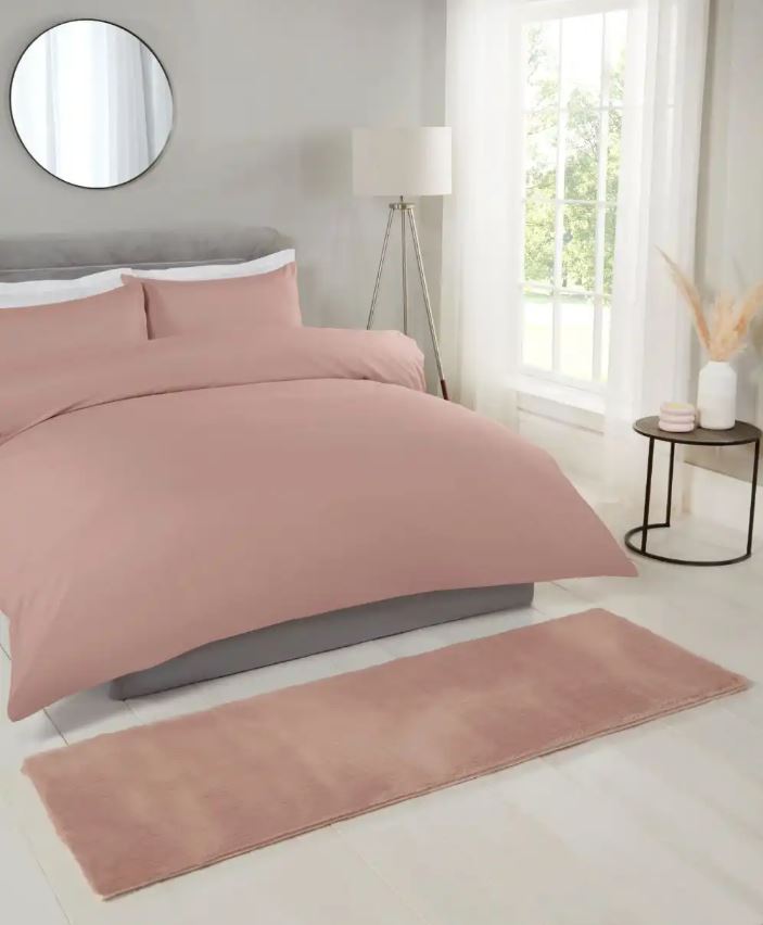 Luxe Faux Fur Rug Plain Blush Rug
