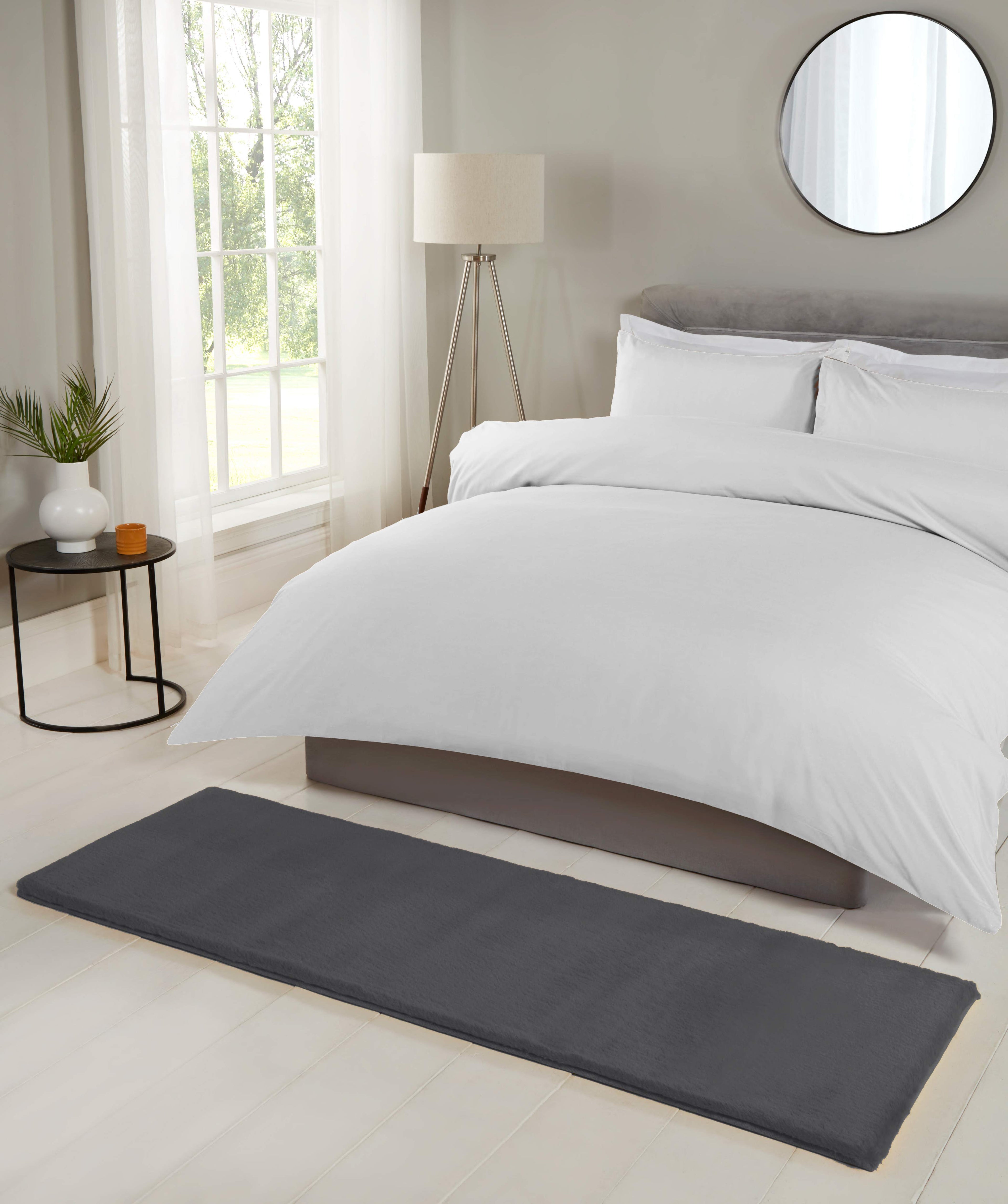 Luxe Faux Fur Rug Plain Charcoal Rug