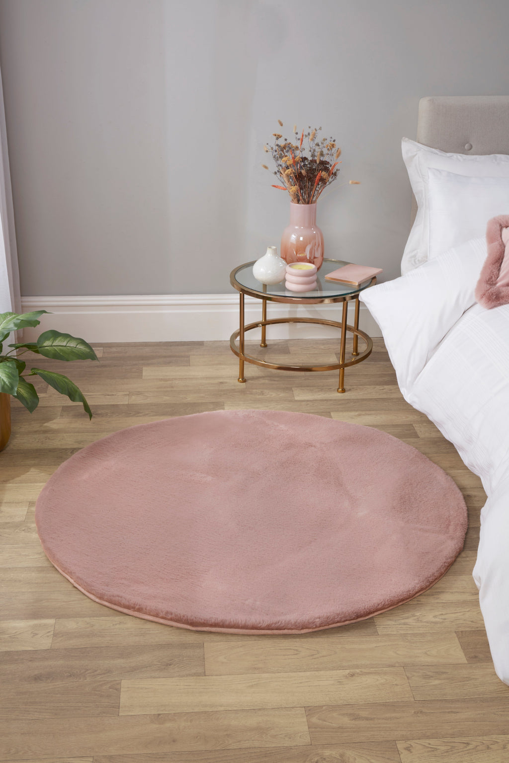 Luxe Faux Fur Rug Plain Blush Rug