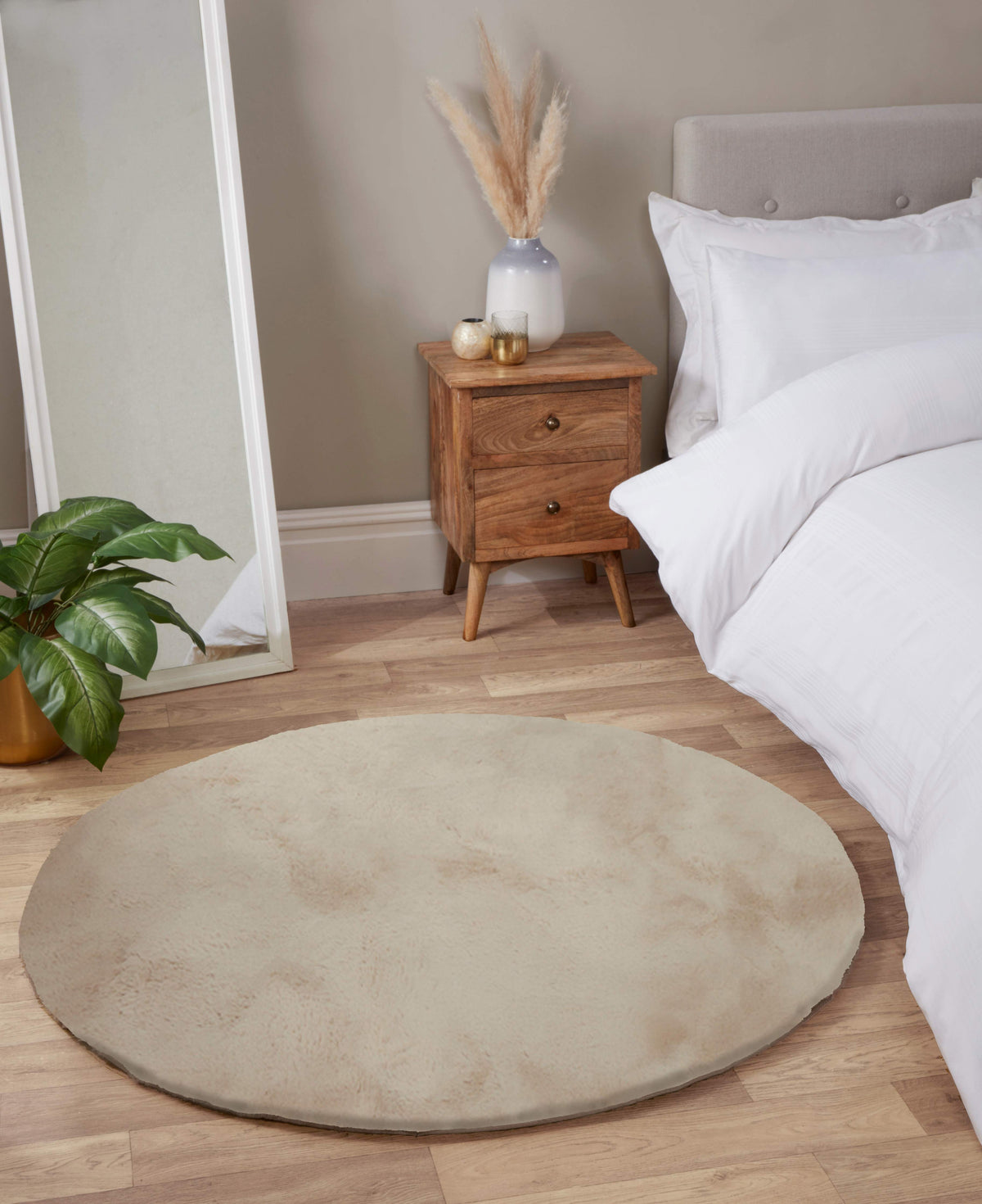 Luxe Faux Fur Rug Plain Natural Rug