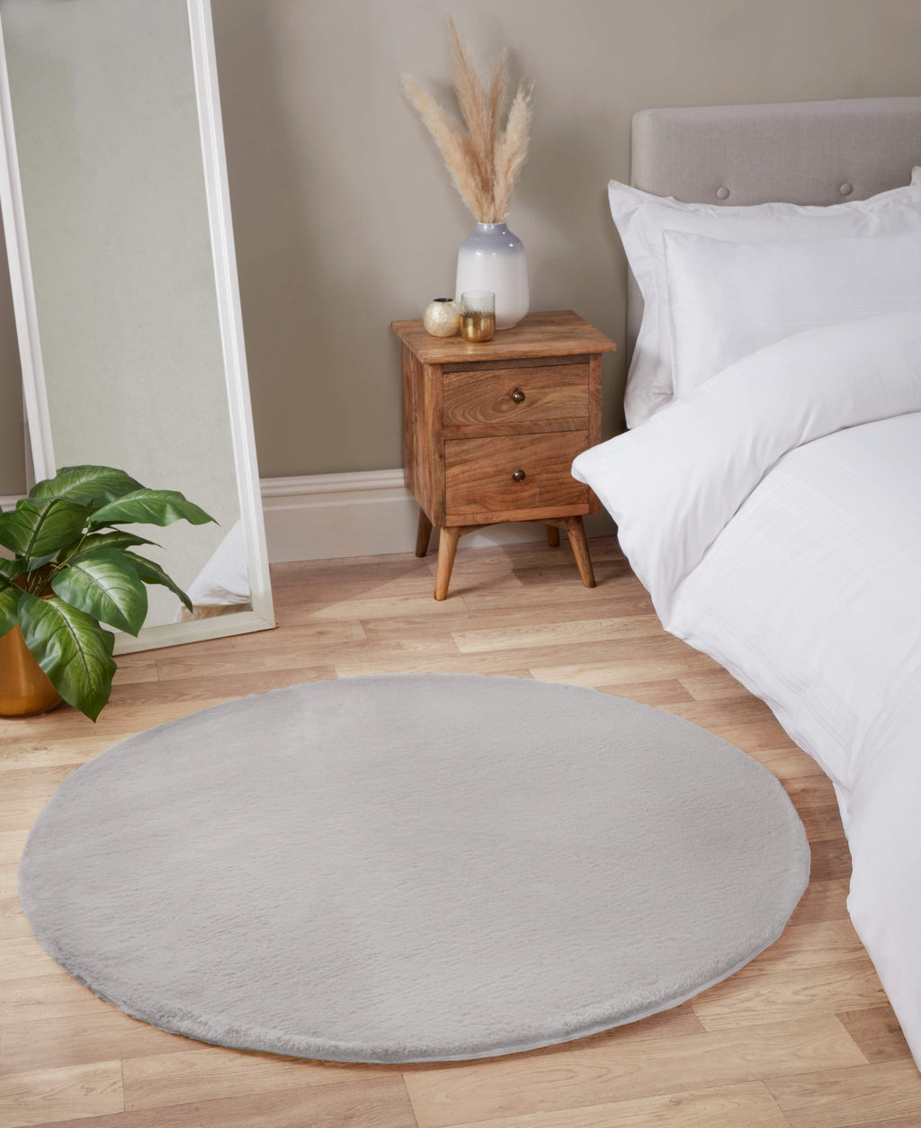Luxe Faux Fur Rug Plain Silver Rug