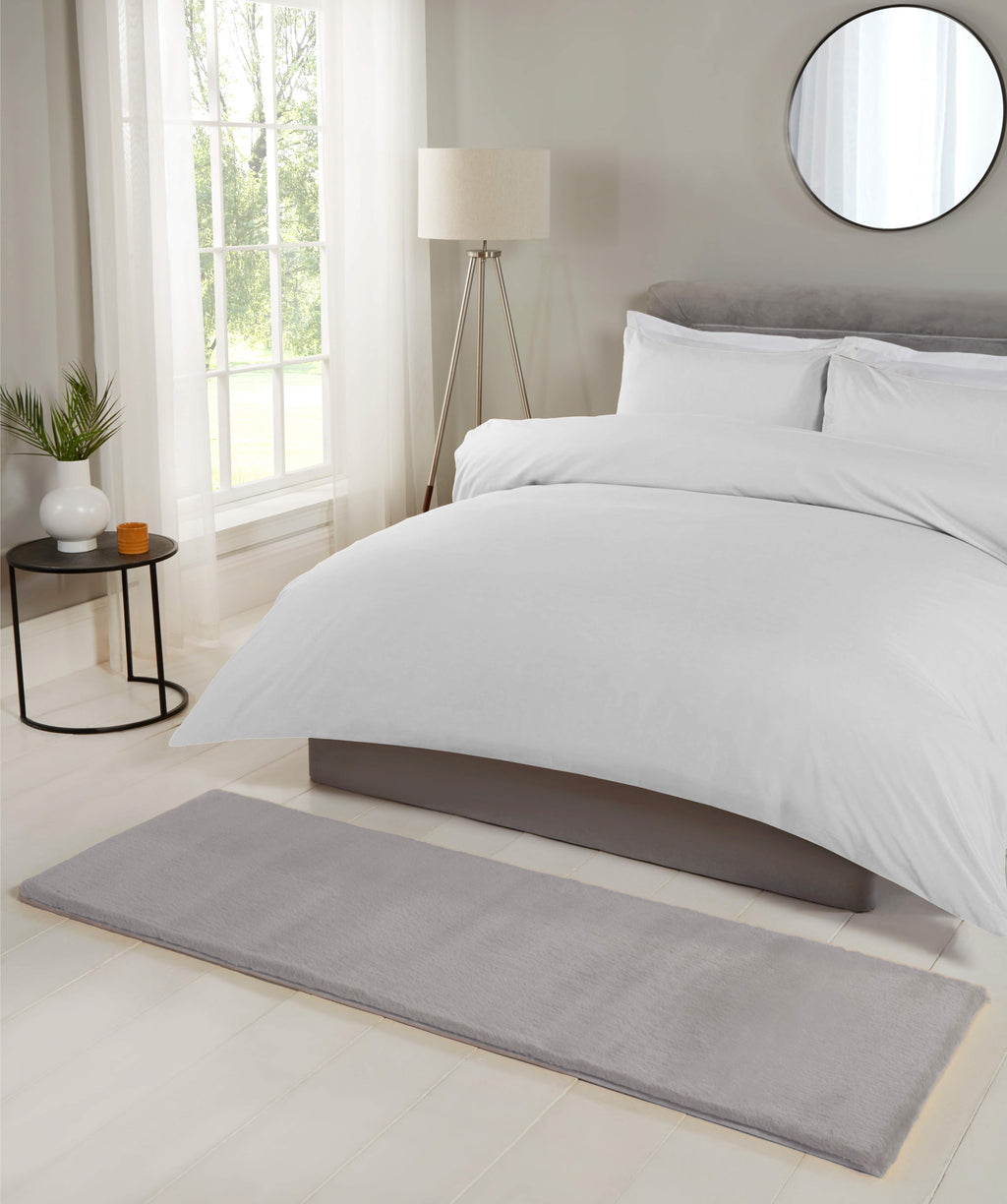 Luxe Faux Fur Rug Plain Silver Rug