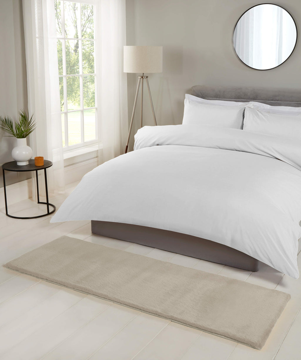 Luxe Faux Fur Rug Plain Natural Rug
