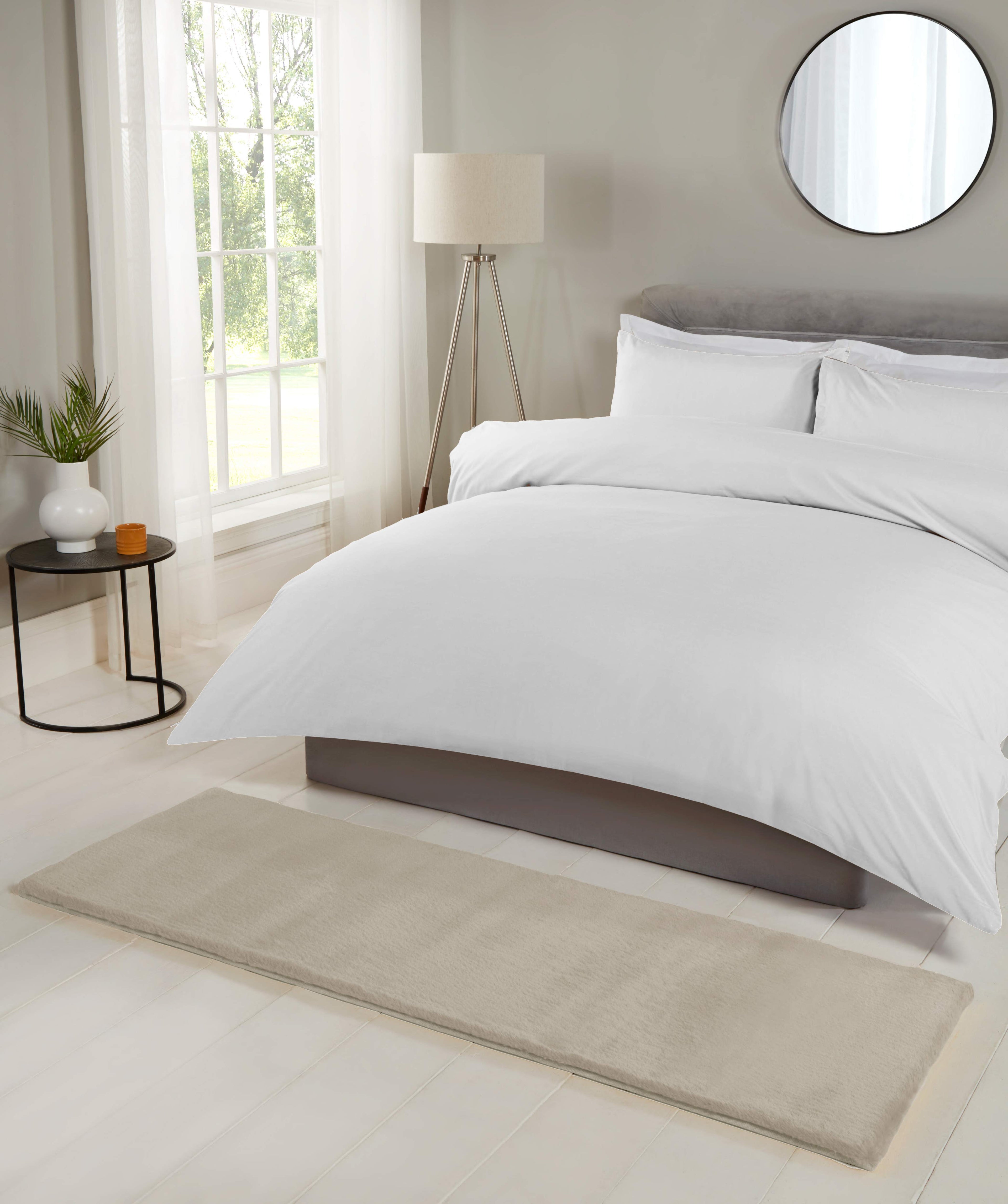 Luxe Faux Fur Rug Plain Natural Rug