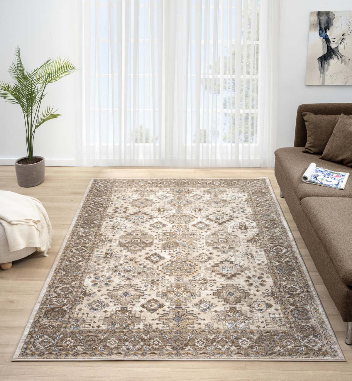 Vintage 550Aq Cream / Brown Rug