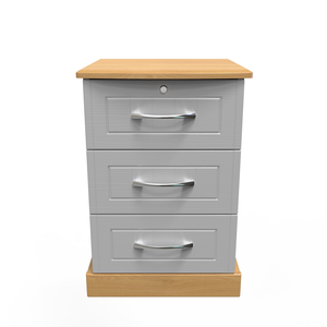 3 Drawer Bedside Cabinet - With Lock