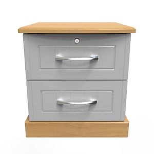 2 Drawer Bedside Cabinet - With Lock