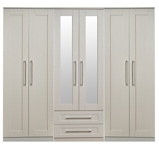 Tall 6 Door 2 Drawer Centre Mirror Robe