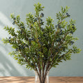 6x 70cm Nandina Foliage Blue Berry Spray Artificial styled in a room