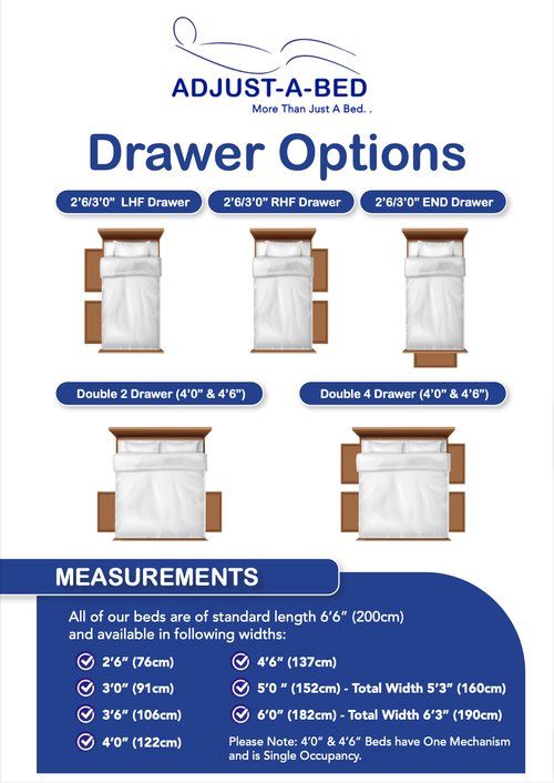 Adjust-A-Bed drawer and storage options