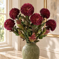 Pack of 6 x 70cm Large Ball Dahlia Artificial Flower Stem Pink styled in a room