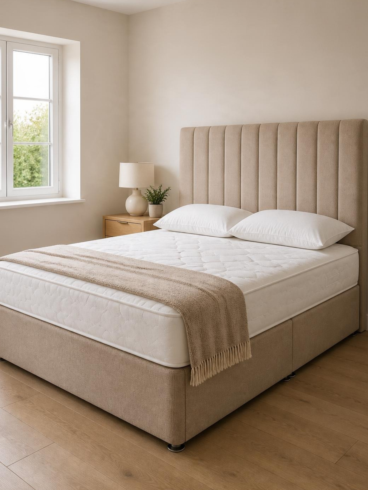 Albert Divan Set & 24" Headboard Package Deal – in a bedroom