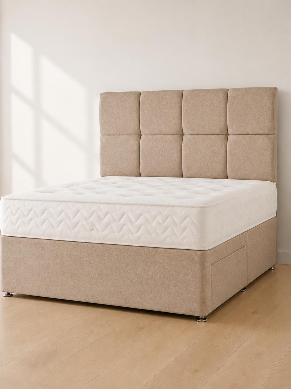 Albert Ottoman Storage Divan Set & 24" Headboard Package Deal – hero three-quarter view
